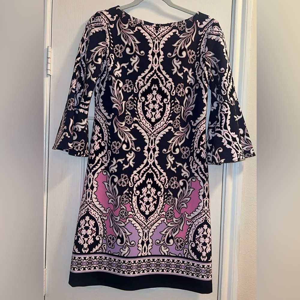 Just...Taylor Navy and Pink Mini Dress with Baroque Print